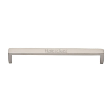 This is an image of a Heritage Brass - Cabinet Pull Wide Metro Design 192mm CTC Satin Nickel Finish, c4520-192-sn that is available to order from Trade Door Handles in Kendal.