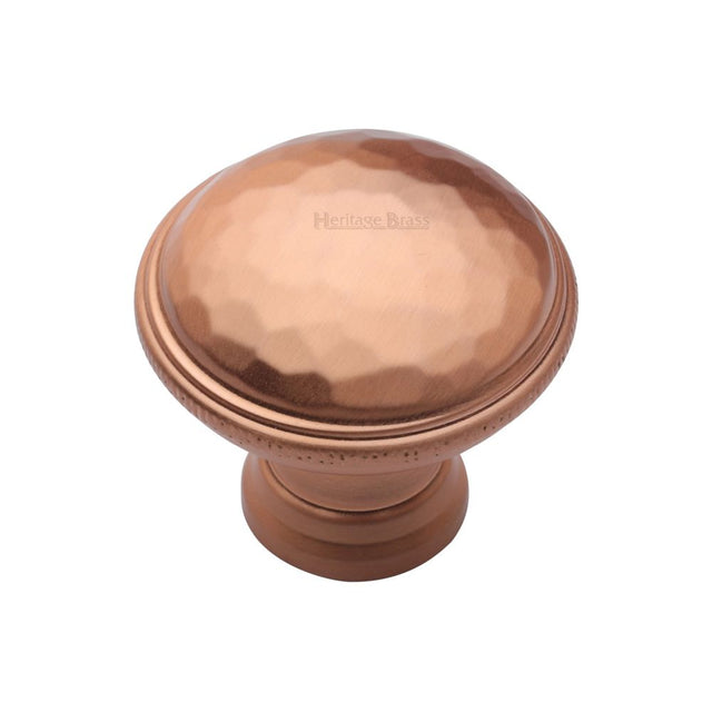 This is an image of a Heritage Brass - Cabinet Knob Diamond Cut Design 32mm Satin Rose Gold Finish, c4545-srg that is available to order from Trade Door Handles in Kendal.