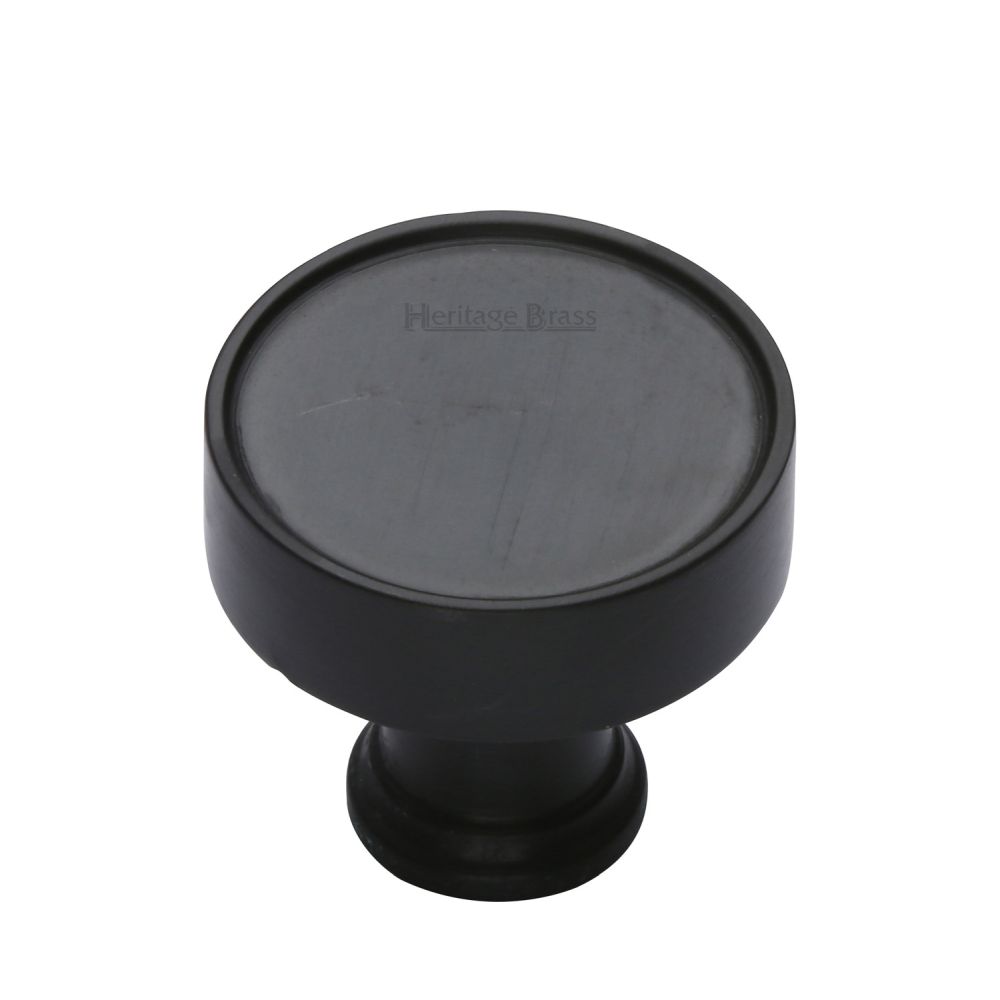 This is an image of a Heritage Brass - Cabinet Knob Florence Design 32mm Matt Black Finish, c4549-bkmt that is available to order from Trade Door Handles in Kendal.