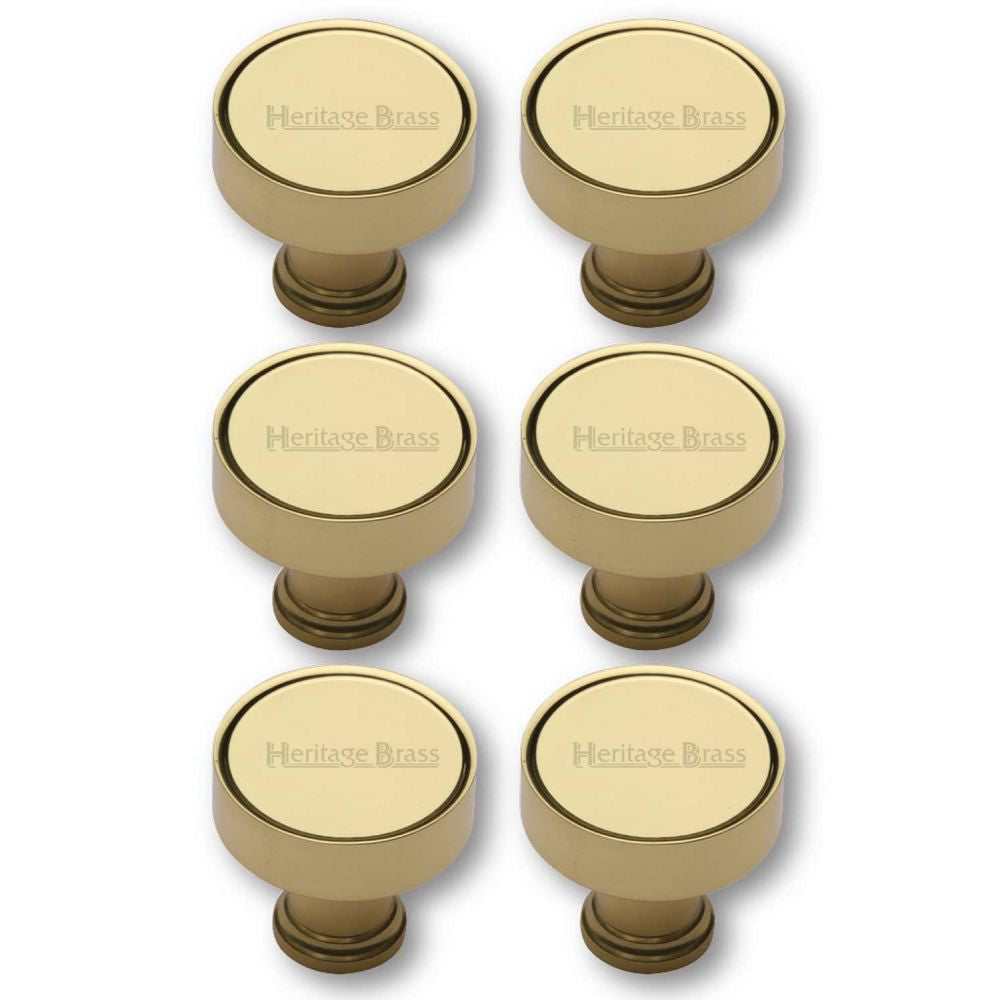 This is an image of a Heritage Brass - Cabinet Knob Florence Design 32mm Polished Brass Finish, c4549-pb that is available to order from Trade Door Handles in Kendal.