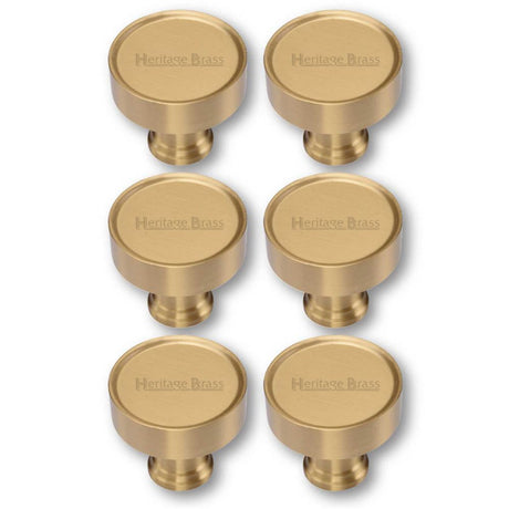 This is an image of a Heritage Brass - Cabinet Knob Florence Design 32mm Satin Brass Finish, c4549-sb that is available to order from Trade Door Handles in Kendal.