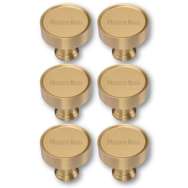 This is an image of a Heritage Brass - Cabinet Knob Florence Design 32mm Satin Brass Finish, c4549-sb that is available to order from Trade Door Handles in Kendal.