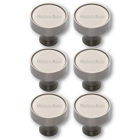 This is an image of a Heritage Brass - Cabinet Knob Florence Design 32mm Satin Nickel Finish, c4549-sn that is available to order from Trade Door Handles in Kendal.