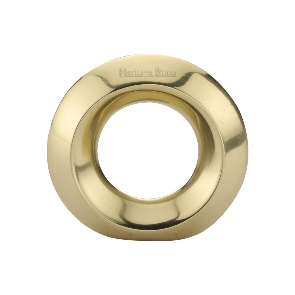 This is an image of a Heritage Brass - Cabinet Knob Round Ring Design 40mm Polished Brass Finish, c4553-pb that is available to order from Trade Door Handles in Kendal.