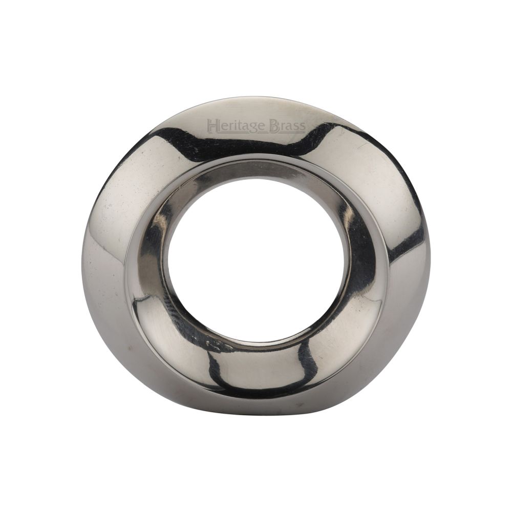 This is an image of a Heritage Brass - Cabinet Knob Round Ring Design 40mm Polished Nickel Finish, c4553-pnf that is available to order from Trade Door Handles in Kendal.