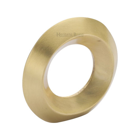 This is an image of a Heritage Brass - Cabinet Knob Round Ring Design 40mm Satin Brass Finish, c4553-sb that is available to order from Trade Door Handles in Kendal.