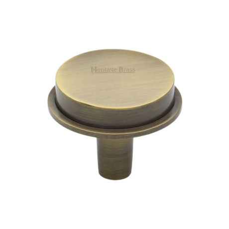 This is an image of a Heritage Brass - Cabinet Knob Flat Top Design 32mm Antique Brass finish, c4592-32-at that is available to order from Trade Door Handles in Kendal.