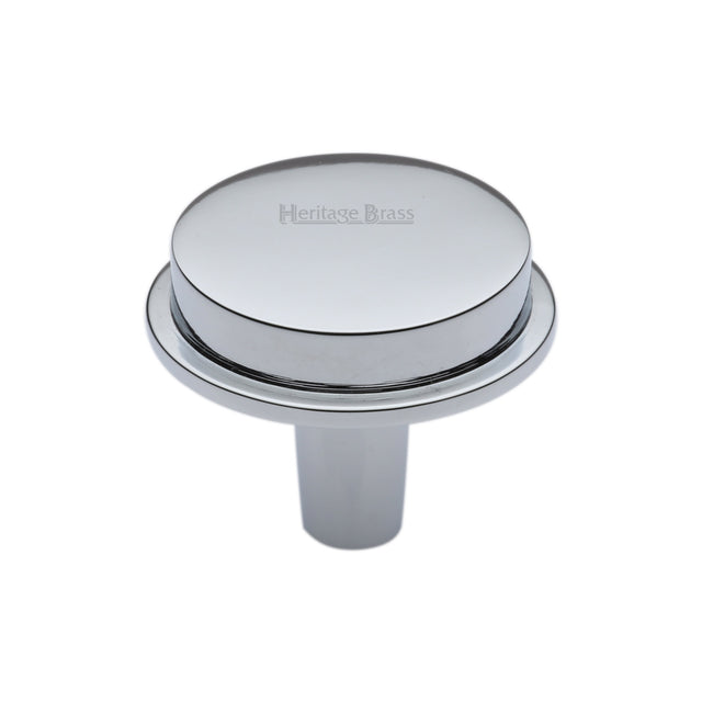 This is an image of a Heritage Brass - Flat Round Knob Design 32 mm Polished Chrome finish, c4592-32-pc that is available to order from Trade Door Handles in Kendal.