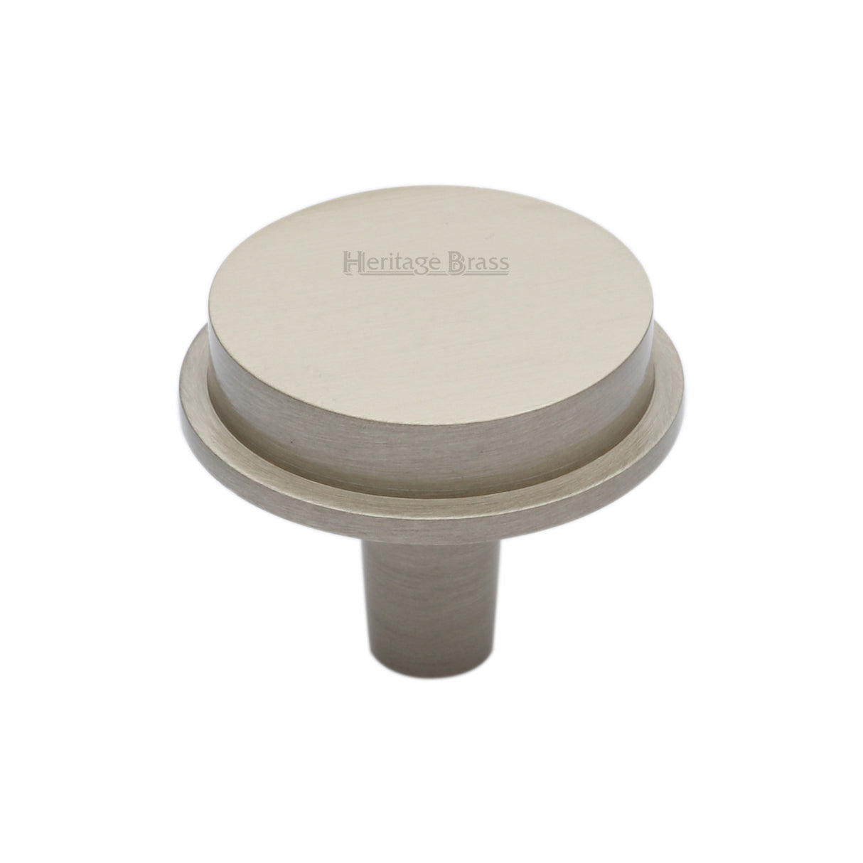 This is an image of a Heritage Brass - Flat Round Knob Design 32 mm Satin Nickel finish, c4592-32-sn that is available to order from Trade Door Handles in Kendal.