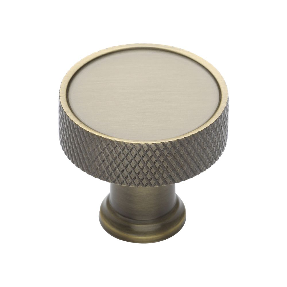 This is an image of a Heritage Brass - Cabinet Knob Florence Knurled Design 32mm Antique Brass Finish, c4648-32-at that is available to order from Trade Door Handles in Kendal.