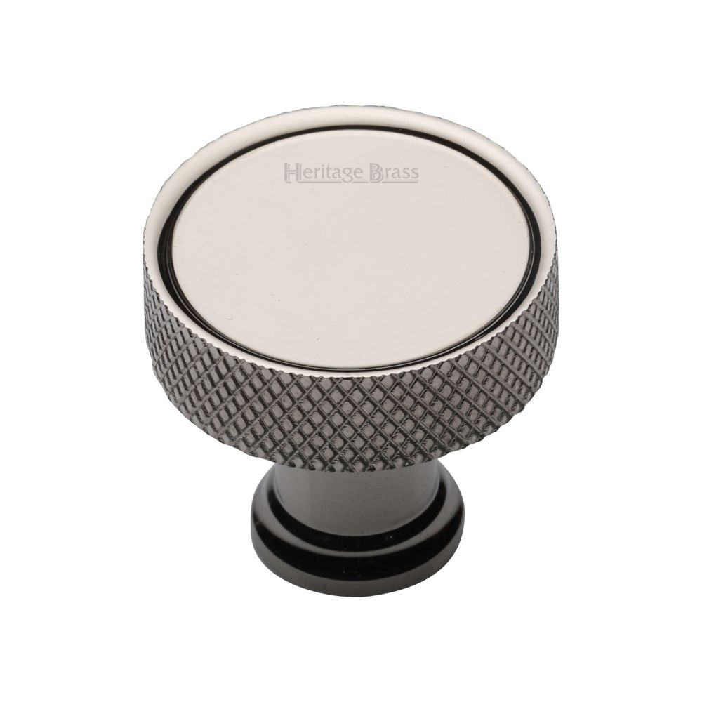 This is an image of a Heritage Brass - Cabinet Knob Florence Knurled Design 32mm Polished Nickel Finish, c4648-32-pnf that is available to order from Trade Door Handles in Kendal.