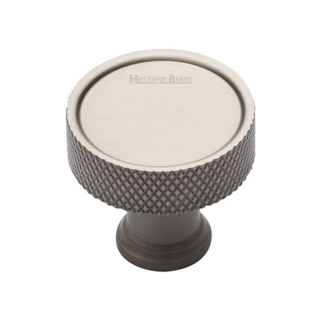 This is an image of a Heritage Brass - Cabinet Knob Florence Knurled Design 32mm Satin Nickel Finish, c4648-32-sn that is available to order from Trade Door Handles in Kendal.