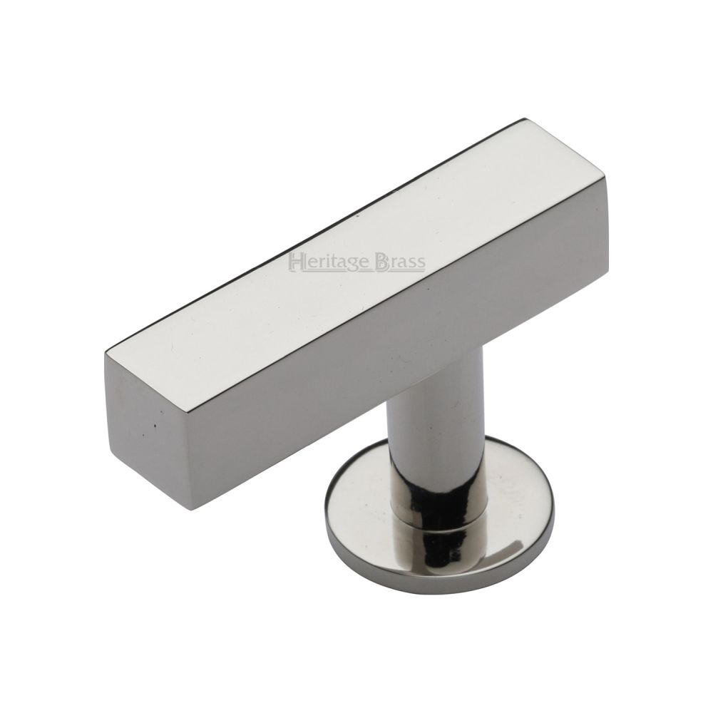 This is an image of a Heritage Brass - Cabinet Knob Offset Square Design 44mm Polished Nickel Finish, c4760-44-pnf that is available to order from Trade Door Handles in Kendal.