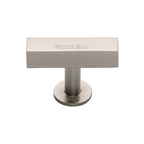 This is an image of a Heritage Brass - Cabinet Knob Symmetrical Square Design 44mm Satin Nickel Finish, c4765-sn that is available to order from Trade Door Handles in Kendal.