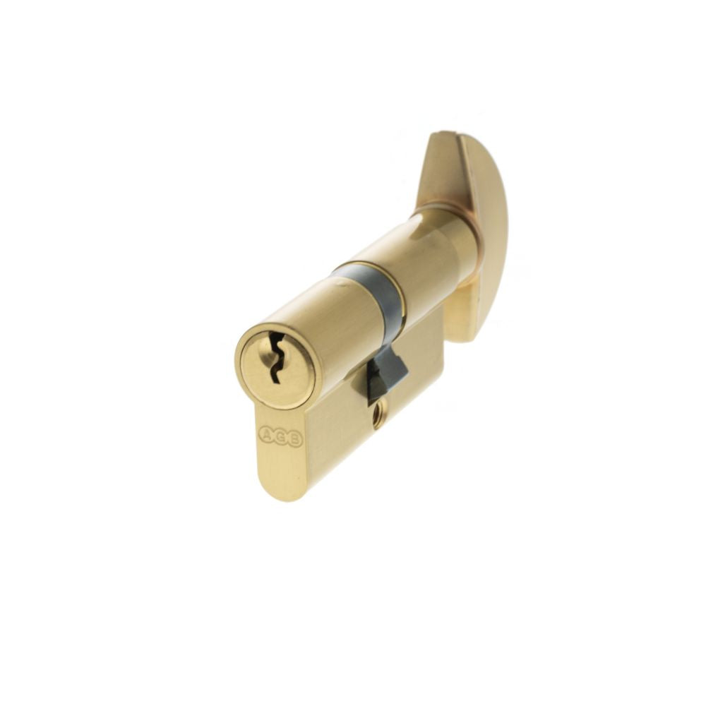 High quality image of AGB Euro Profile 5 Pin Cylinder Key to Turn 30-30mm (60mm) - Satin Brass | Sku. c620082525 | available to order from Trade Door Handles in Kendal.