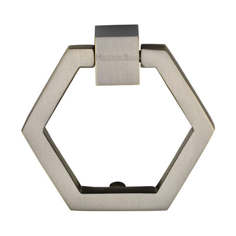 This is an image of a Heritage Brass - Cabinet Drop Pull Hexagon Design 51mm Antique Brass Finish, c6334-at that is available to order from Trade Door Handles in Kendal.