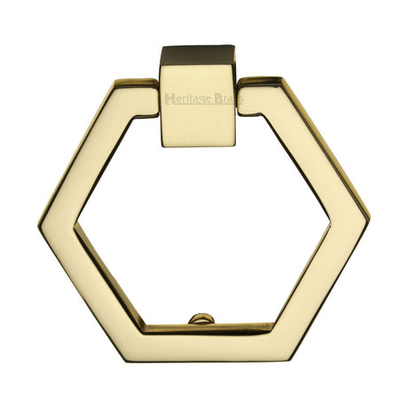 This is an image of a Heritage Brass - Cabinet Drop Pull Hexagon Design 51mm Polished Brass Finish, c6334-pb that is available to order from Trade Door Handles in Kendal.