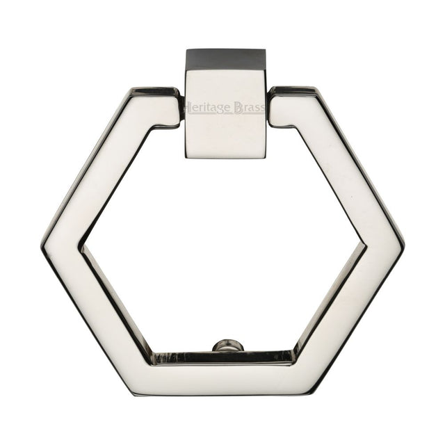 This is an image of a Heritage Brass - Cabinet Drop Pull Hexagon Design 51mm Polished Nickel Finish, c6334-pnf that is available to order from Trade Door Handles in Kendal.