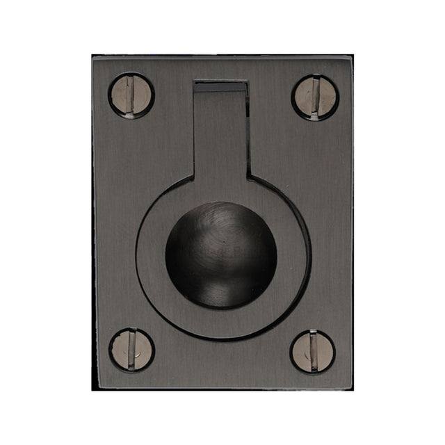 This is an image of a Heritage Brass - Cabinet Pull Flush Ring Design 38mm Matt Bronze Finish, c6337-38-mb that is available to order from Trade Door Handles in Kendal.