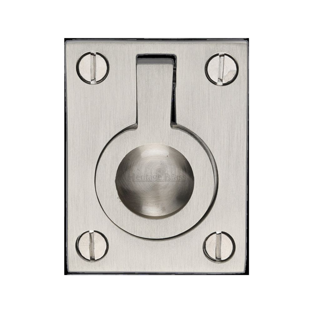 This is an image of a Heritage Brass - Cabinet Pull Flush Ring Design 38mm Satin Nickel Finish, c6337-38-sn that is available to order from Trade Door Handles in Kendal.