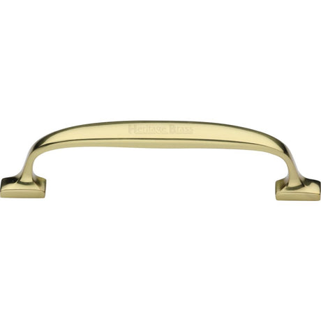 This is an image of a Heritage Brass - Cabinet Pull Durham Design 128mm CTC Polished Brass Finish, c7213-128-pb that is available to order from Trade Door Handles in Kendal.