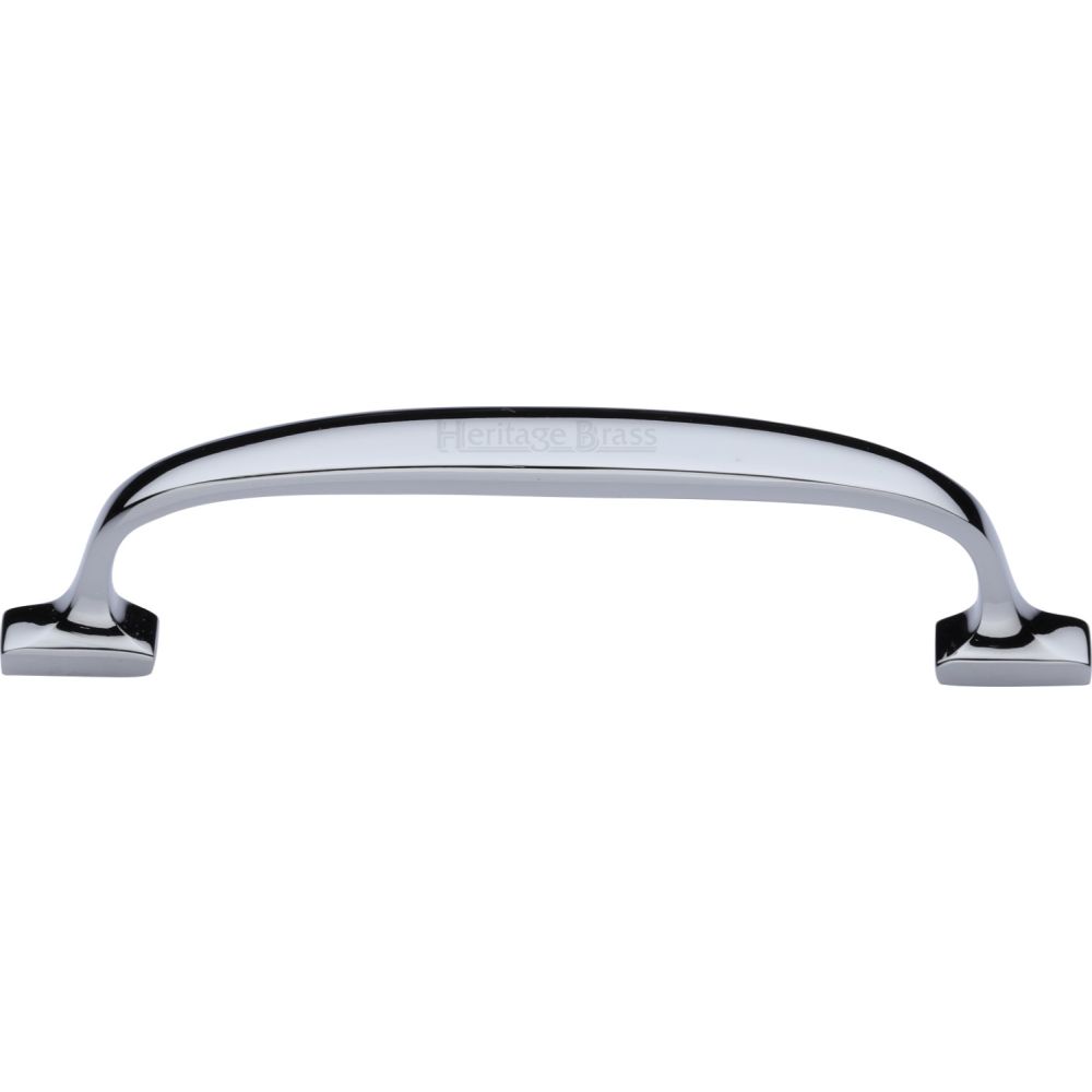 This is an image of a Heritage Brass - Cabinet Pull Durham Design 128mm CTC Polished Chrome Finish, c7213-128-pc that is available to order from Trade Door Handles in Kendal.