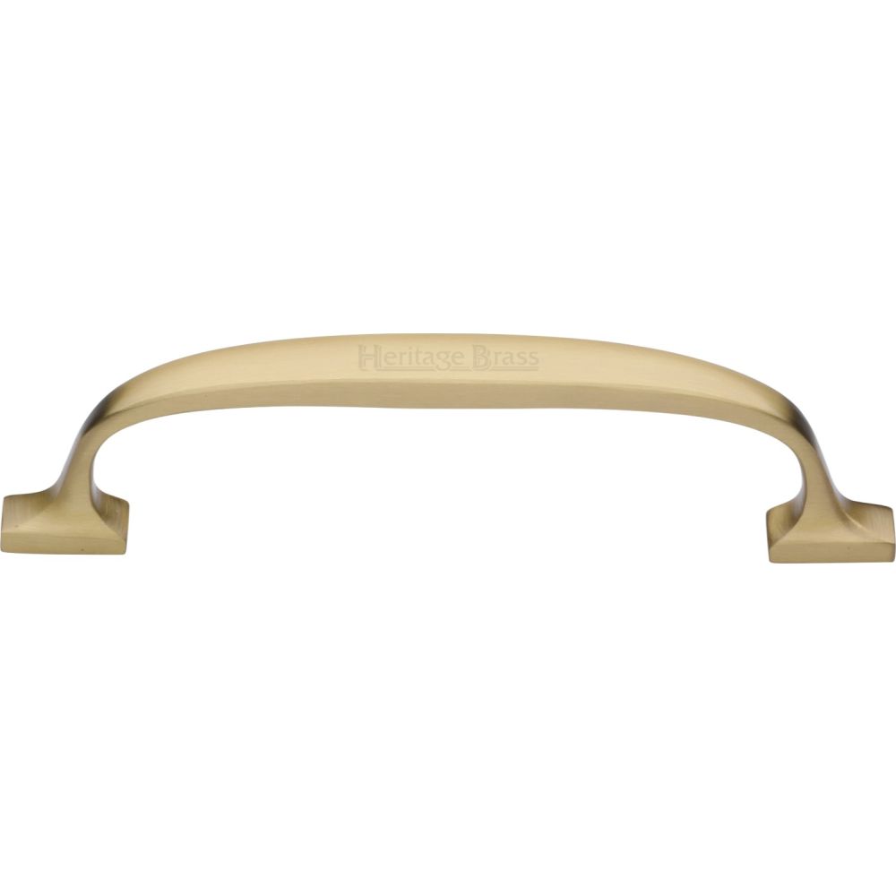 This is an image of a Heritage Brass - Cabinet Pull Durham Design 128mm CTC Satin Brass Finish, c7213-128-sb that is available to order from Trade Door Handles in Kendal.