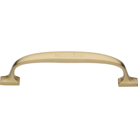 This is an image of a Heritage Brass - Cabinet Pull Durham Design 128mm CTC Satin Brass Finish, c7213-128-sb that is available to order from Trade Door Handles in Kendal.