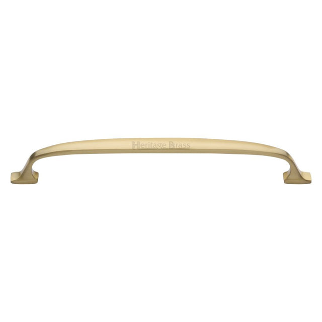 This is an image of a Heritage Brass - Cabinet Pull Durham Design 203mm CTC Satin Brass Finish, c7213-203-sb that is available to order from Trade Door Handles in Kendal.