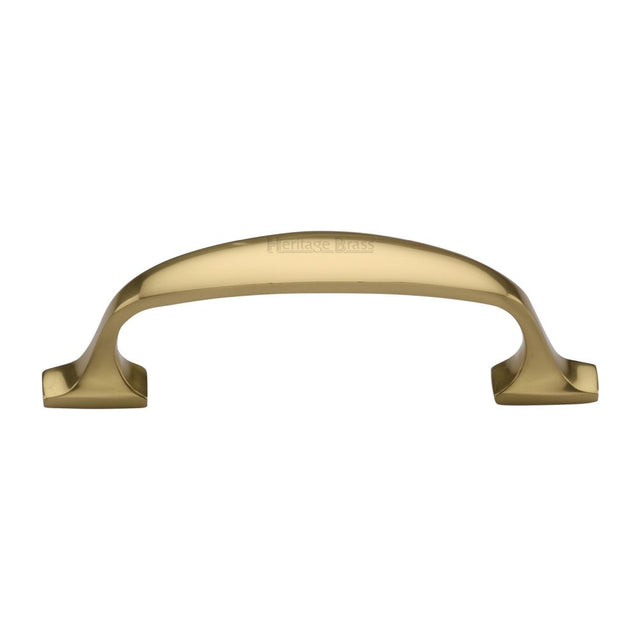 This is an image of a Heritage Brass - Cabinet Pull Durham Design 76mm CTC Polished Brass Finish, c7213-76-pb that is available to order from Trade Door Handles in Kendal.