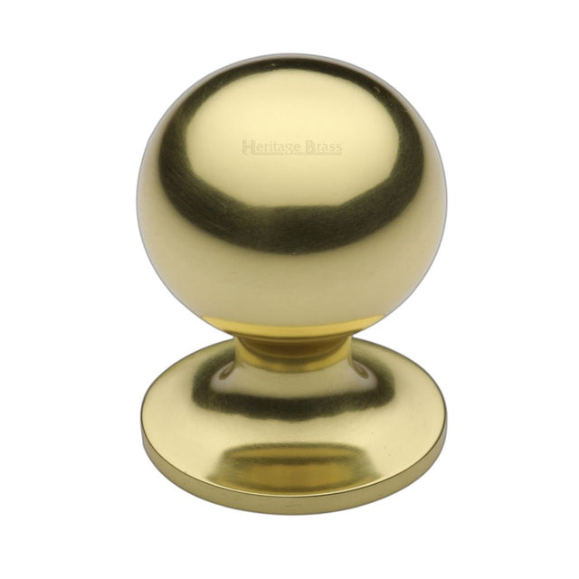 This is an image of a Heritage Brass - Cabinet Knob Ball Design 32mm Polished Brass Finish, c8321-32-pb that is available to order from Trade Door Handles in Kendal.