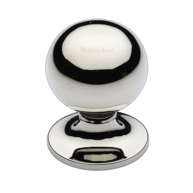 This is an image of a Heritage Brass - Cabinet Knob Ball Design 32mm Polished Nickel Finish, c8321-32-pnf that is available to order from Trade Door Handles in Kendal.