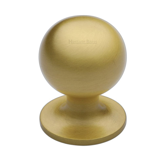 This is an image of a Heritage Brass - Cabinet Knob Ball Design 32mm Satin Brass Finish, c8321-32-sb that is available to order from Trade Door Handles in Kendal.