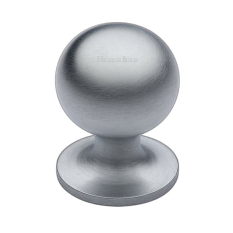 This is an image of a Heritage Brass - Cabinet Knob Ball Design 32mm Satin Chrome Finish, c8321-32-sc that is available to order from Trade Door Handles in Kendal.