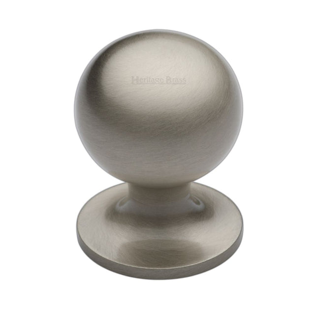 This is an image of a Heritage Brass - Cabinet Knob Ball Design 32mm Satin Nickel Finish, c8321-32-sn that is available to order from Trade Door Handles in Kendal.