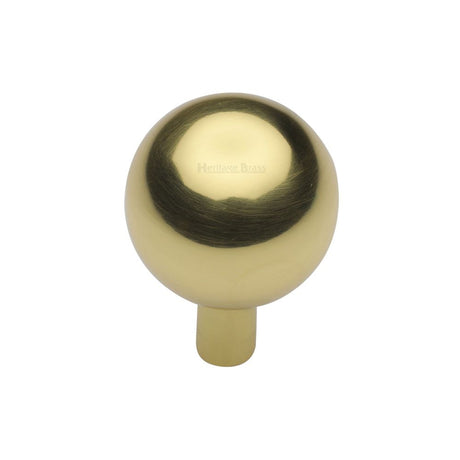 This is an image of a Heritage Brass - Cabinet Knob Sphere Design 22mm Polished Brass Finish, c8323-22-pb that is available to order from Trade Door Handles in Kendal.