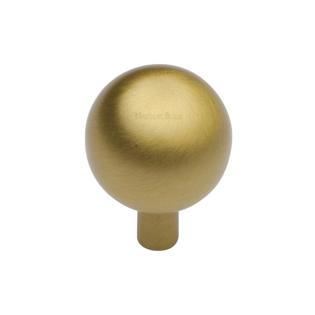 This is an image of a Heritage Brass - Cabinet Knob Sphere Design 22mm Satin Brass Finish, c8323-22-sb that is available to order from Trade Door Handles in Kendal.