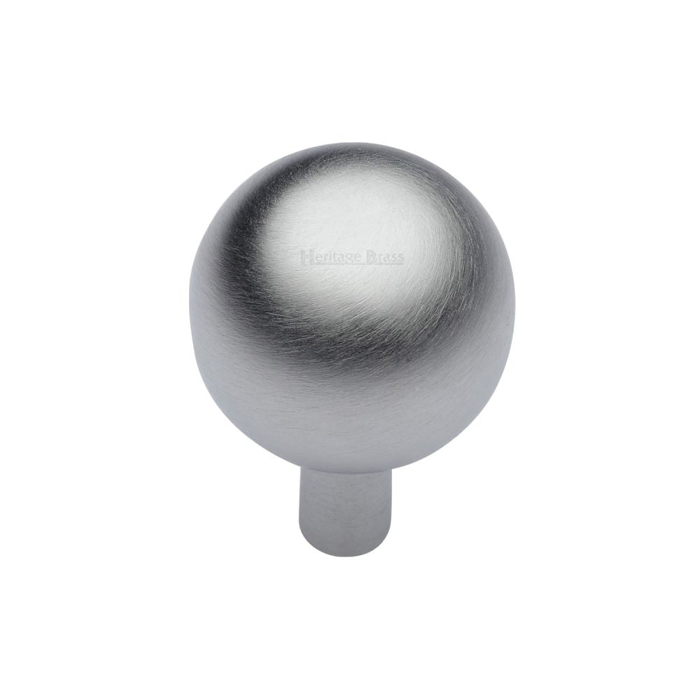 This is an image of a Heritage Brass - Cabinet Knob Sphere Design 22mm Satin Chrome Finish, c8323-22-sc that is available to order from Trade Door Handles in Kendal.