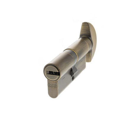 This is an image of AGB Euro Profile 15 Pin Cylinder Key to Turn 35-35mm (70mm) - Matt Antique Brass available to order from Trade Door Handles.