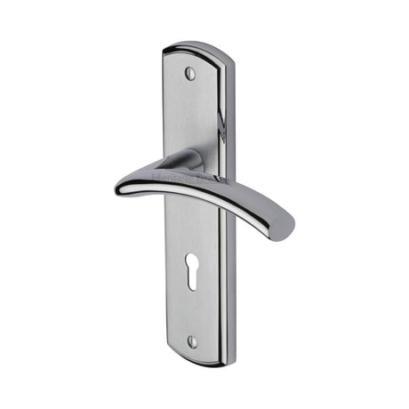 This is an image of a Heritage Brass - Door Handle Lever Lock Centaur Design Apollo Finish, cen1000-ap that is available to order from Trade Door Handles in Kendal.