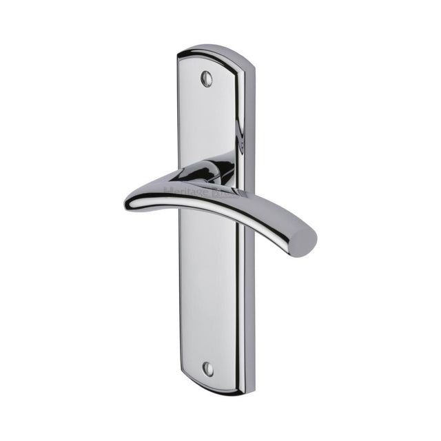 This is an image of a Heritage Brass - Door Handle Lever Latch Centaur Design Polished Chrome Finish, cen1010-pc that is available to order from Trade Door Handles in Kendal.