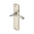 This is an image of a Heritage Brass - Door Handle Lever Latch Centaur Design Satin Nickel Finish, cen1010-sn that is available to order from Trade Door Handles in Kendal.