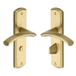 This is an image of a Heritage Brass - Door Handle for Bathroom Centaur Design Satin Brass Finish, cen1030-sb that is available to order from Trade Door Handles in Kendal.