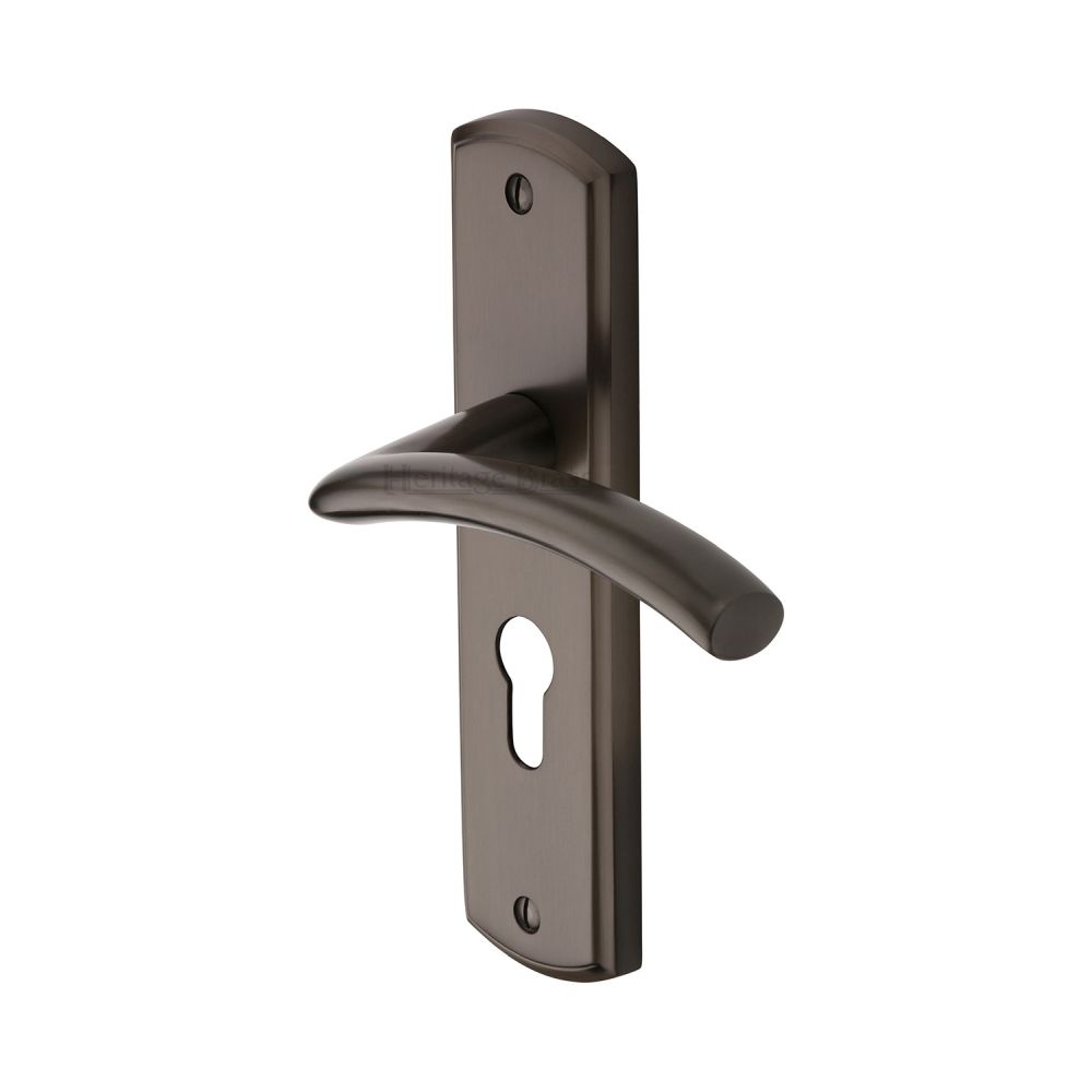 This is an image of a Heritage Brass - Door Handle for Euro Profile Plate Centaur Design Matt Bronze F, cen1048-mb that is available to order from Trade Door Handles in Kendal.