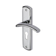 This is an image of a Heritage Brass - Door Handle for Euro Profile Plate Centaur Design Polished Chrome F, cen1048-pc that is available to order from Trade Door Handles in Kendal.