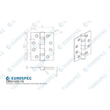 This image is a line drwaing of a Eurospec - Enduro Grade 13 Ball Bearing Hinge 102 x 76mm, Grade 316 Stainless Steel - SSS available to order from Trade Door Handles in Kendal