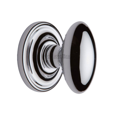 This is an image of a Heritage Brass - Mortice Knob on Rose Chelsea Design Polished Chrome Finish, che7373-pc that is available to order from Trade Door Handles in Kendal.