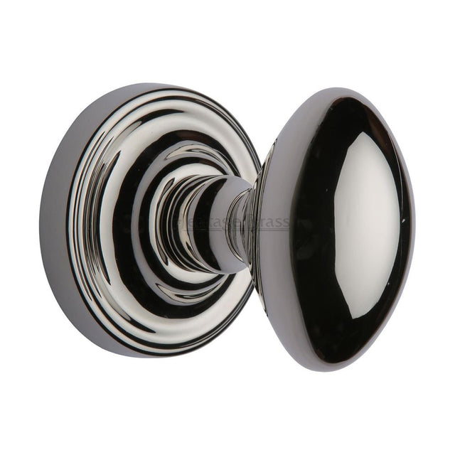 This is an image of a Heritage Brass - Mortice Knob on Rose Chelsea Design Polished Nickel Finish, che7373-pnf that is available to order from Trade Door Handles in Kendal.