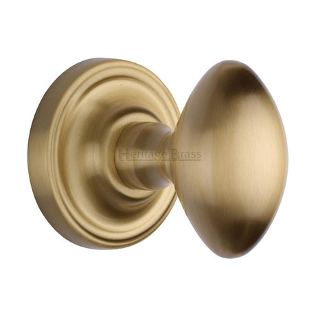 This is an image of a Heritage Brass - Mortice Knob on Rose Chelsea Design Satin Brass Finish, che7373-sb that is available to order from Trade Door Handles in Kendal.