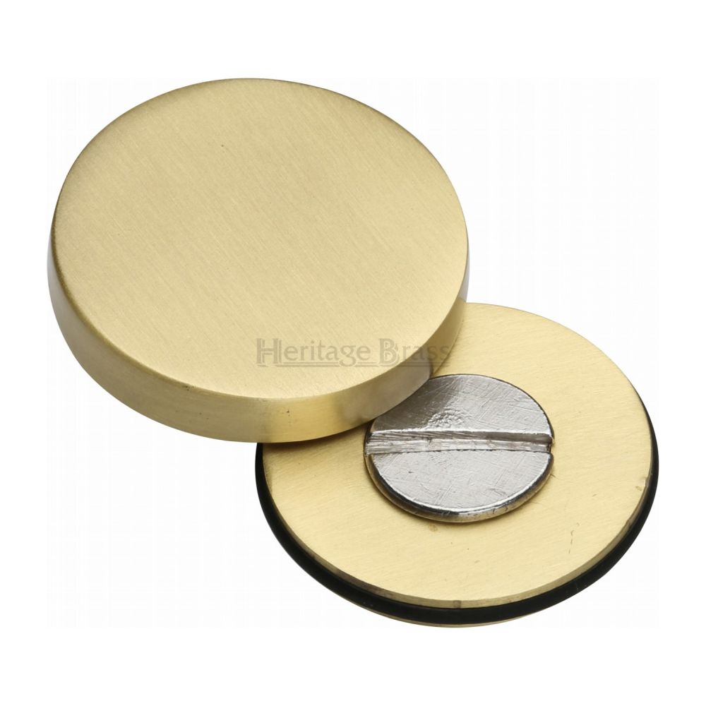 This is an image of a Heritage Brass - Bolt Cover to conceal metal fasteners Satin Brass Finish, cov-12-sb that is available to order from Trade Door Handles in Kendal.